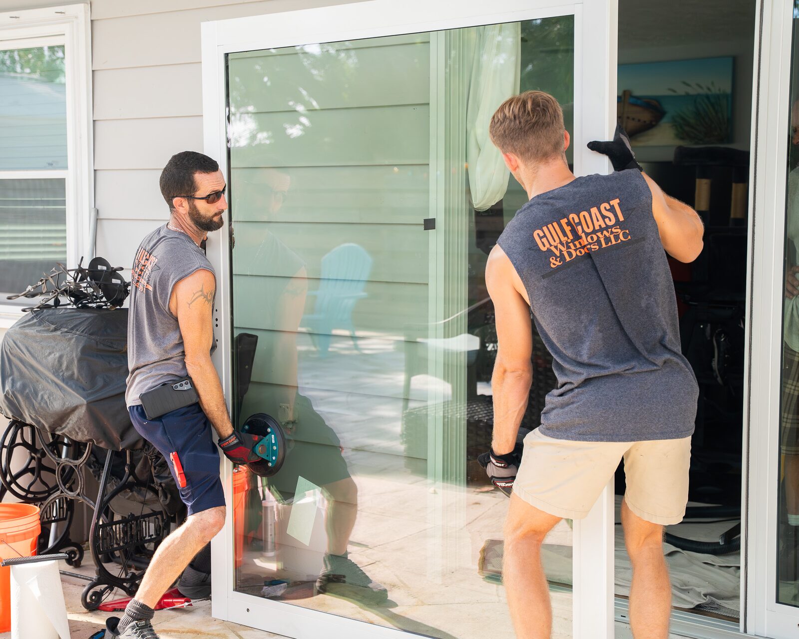 Sliding glass door installation by Gulf Coast Windows & Doors