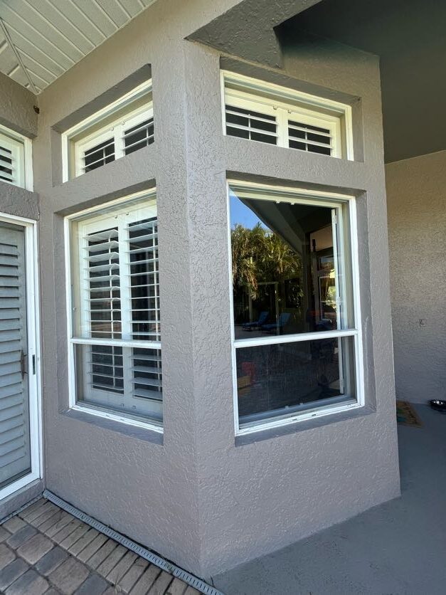 Corner window installation — screened lanai